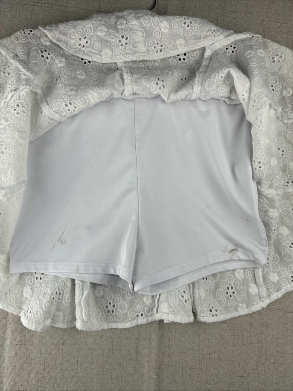 Stitch & Pine Girls White Eyelet L 14 Skort Soft Skirt Casual Active Cottagecore